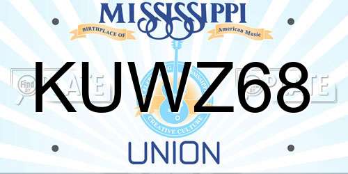 KUWZ68 Mississippi License Plate