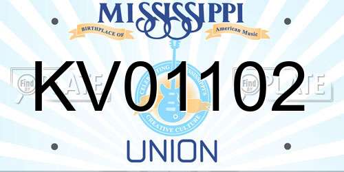 KV01102 Mississippi License Plate