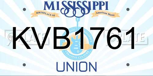 KVB1761 Mississippi License Plate