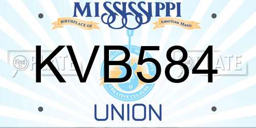 KVB584 Mississippi License Plate