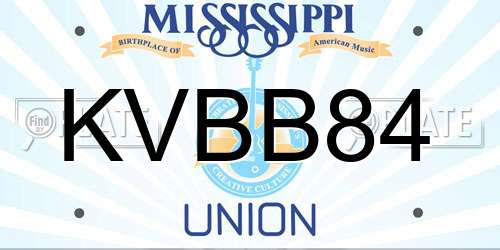 KVBB84 Mississippi License Plate