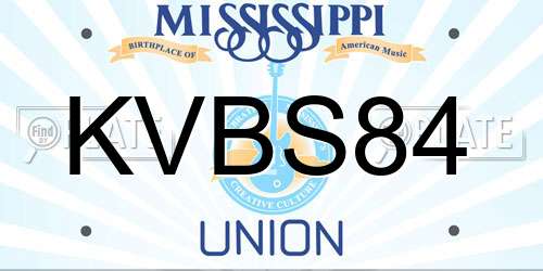 KVBS84 Mississippi License Plate