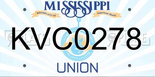 KVC0278 Mississippi License Plate