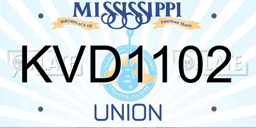 KVD1102 Mississippi License Plate