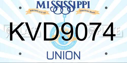 KVD9074 Mississippi License Plate