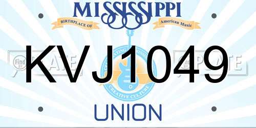 KVJ1049 Mississippi License Plate