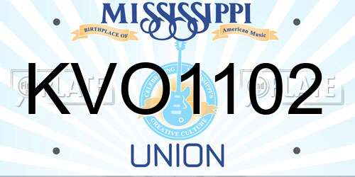KVO1102 Mississippi License Plate