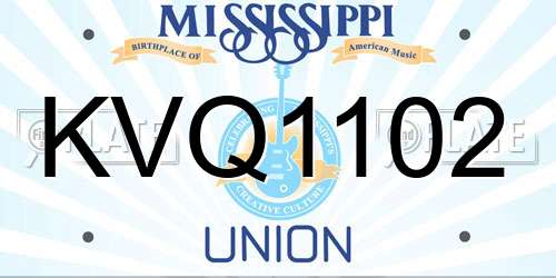 KVQ1102 Mississippi License Plate