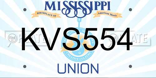 KVS554 Mississippi License Plate