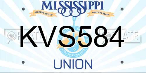 KVS584 Mississippi License Plate