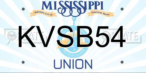 KVSB54 Mississippi License Plate