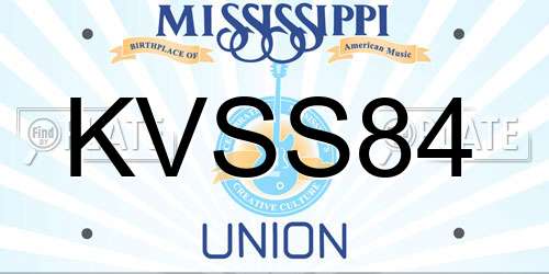 KVSS84 Mississippi License Plate
