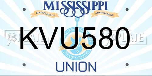 KVU580 Mississippi License Plate