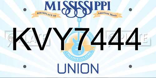 KVY7444 Mississippi License Plate