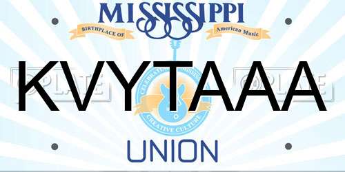 KVYTAAA Mississippi License Plate
