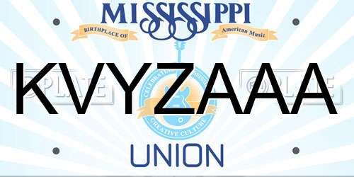KVYZAAA Mississippi License Plate