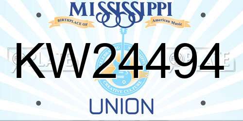KW24494 Mississippi License Plate