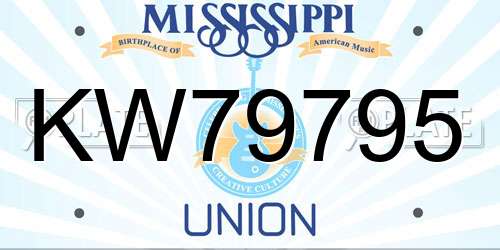 KW79795 Mississippi License Plate
