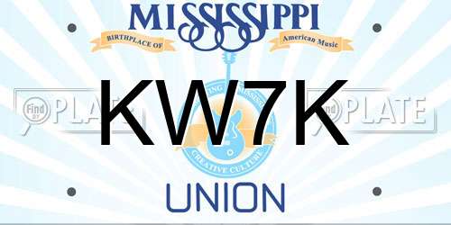 KW7K Mississippi License Plate