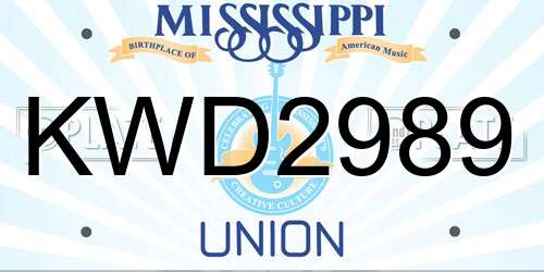 KWD2989 Mississippi License Plate