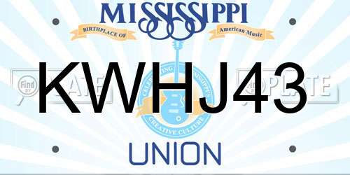 KWHJ43 Mississippi License Plate