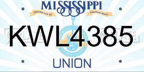 KWL4385 Mississippi License Plate