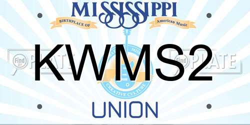 KWMS2 Mississippi License Plate