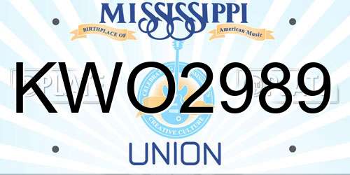 KWO2989 Mississippi License Plate
