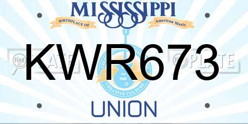 KWR673 Mississippi License Plate