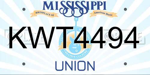 KWT4494 Mississippi License Plate
