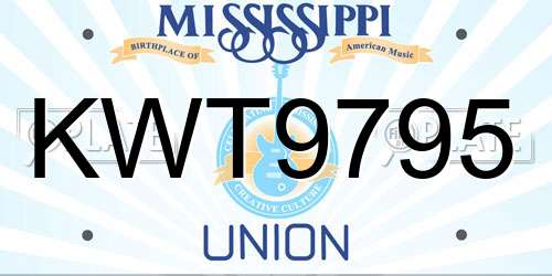 KWT9795 Mississippi License Plate