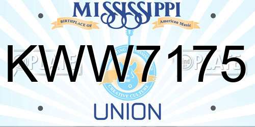 KWW7175 Mississippi License Plate