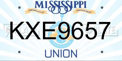 KXE9657 Mississippi License Plate
