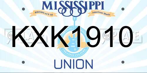 KXK1910 Mississippi License Plate