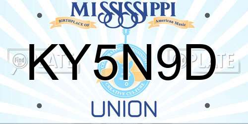 KY5N9D Mississippi License Plate