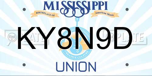 KY8N9D Mississippi License Plate