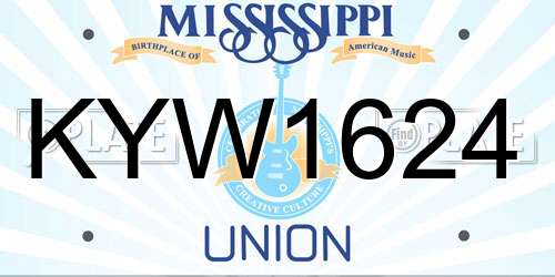 KYW1624 Mississippi License Plate