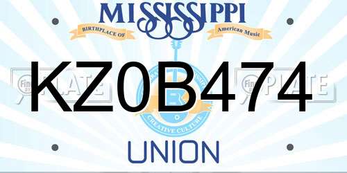 KZ0B474 Mississippi License Plate
