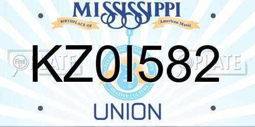 KZ0I582 Mississippi License Plate
