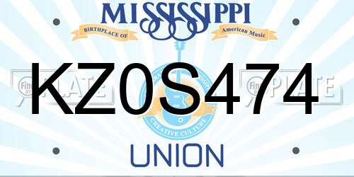 KZ0S474 Mississippi License Plate