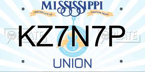 KZ7N7P Mississippi License Plate
