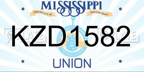 KZD1582 Mississippi License Plate