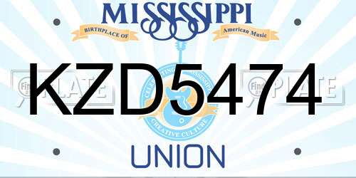 KZD5474 Mississippi License Plate