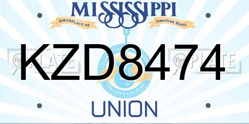 KZD8474 Mississippi License Plate