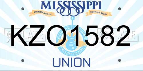 KZO1582 Mississippi License Plate