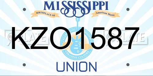 KZO1587 Mississippi License Plate