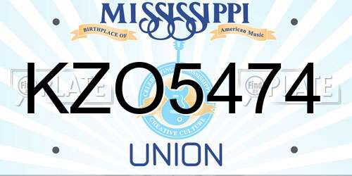KZO5474 Mississippi License Plate