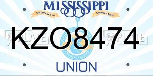 KZO8474 Mississippi License Plate