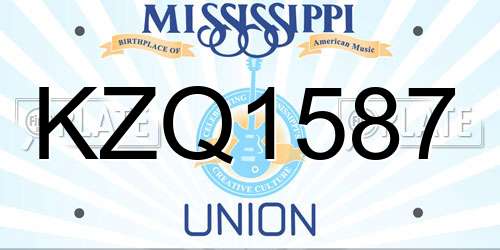 KZQ1587 Mississippi License Plate