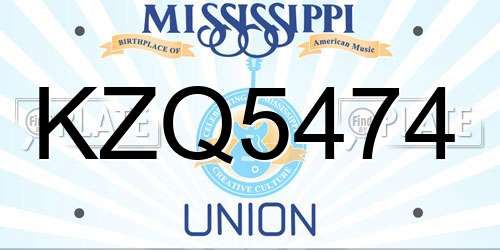 KZQ5474 Mississippi License Plate